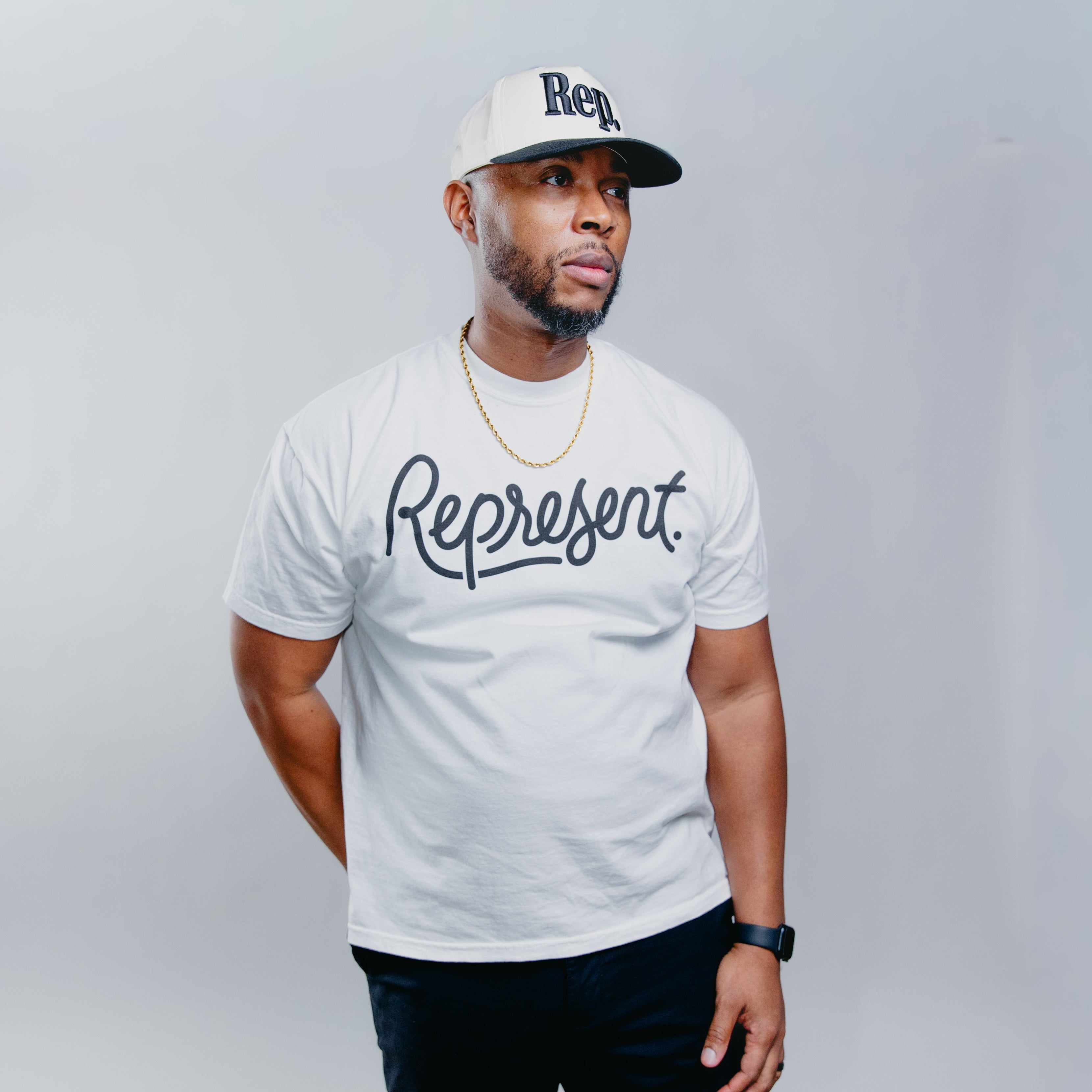 'Represent' White T-Shirt