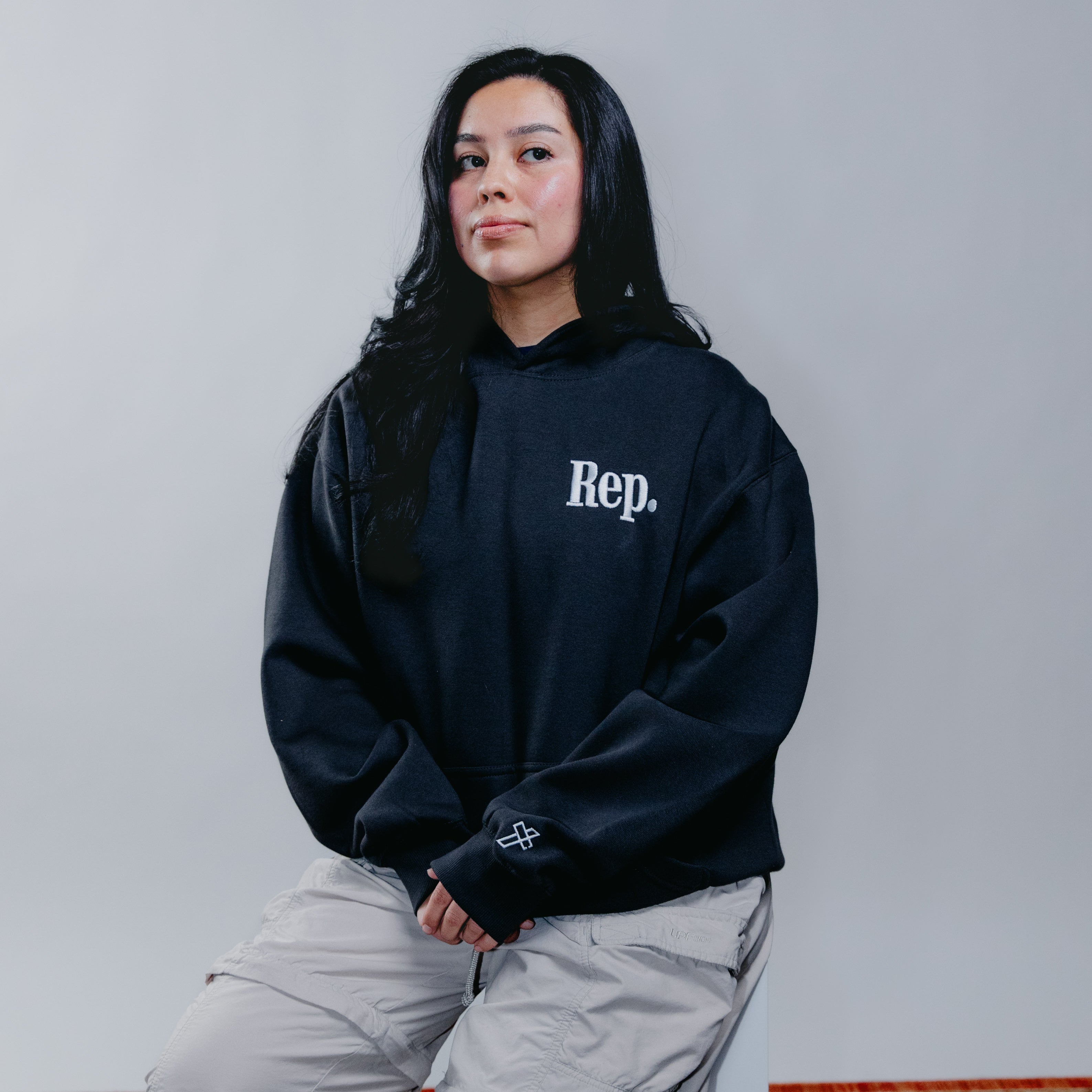 'Rep' Vintage Black Hoodie