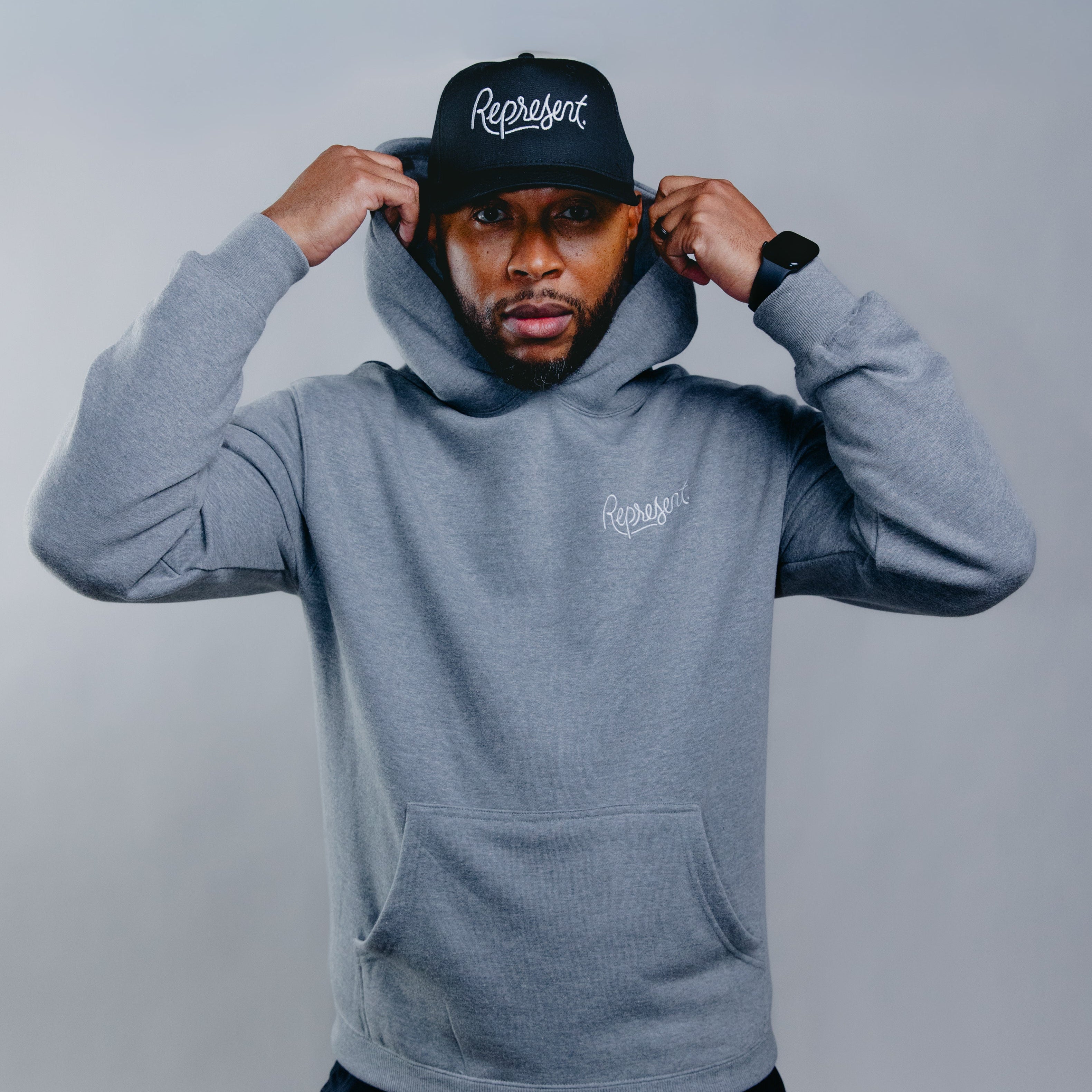 'Represent' Heather Gray Hoodie