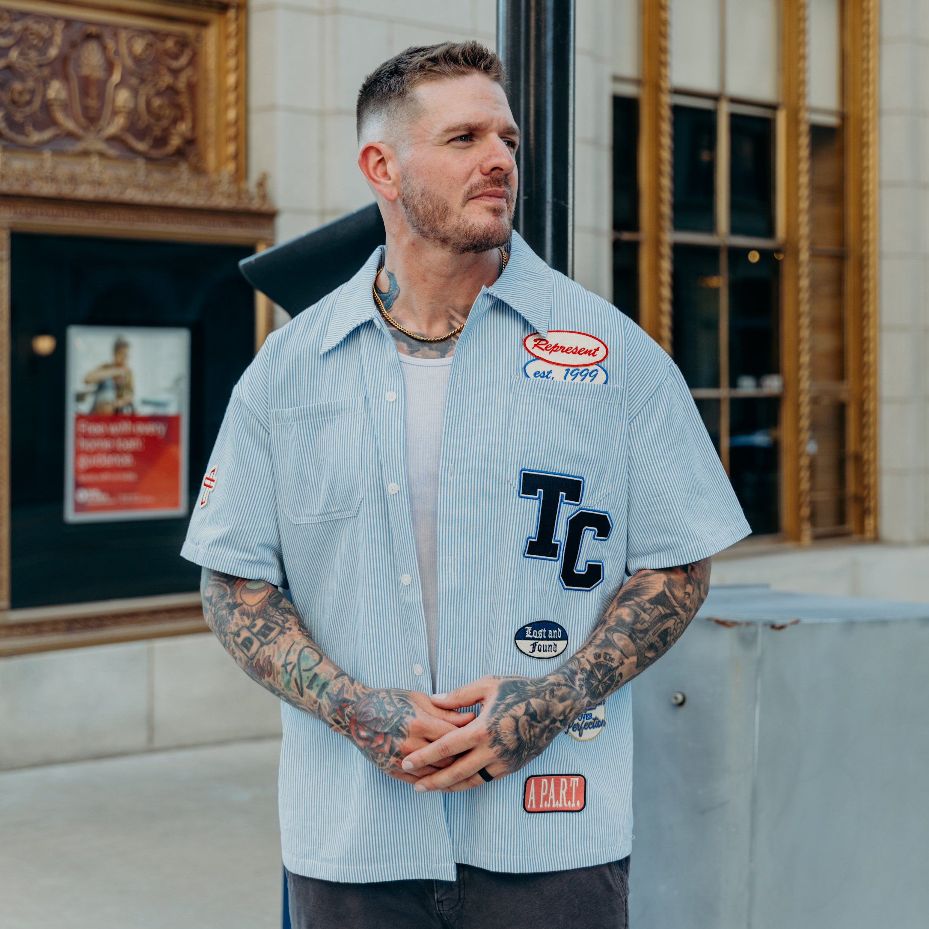 "Patches" SS Button-Up Shirt